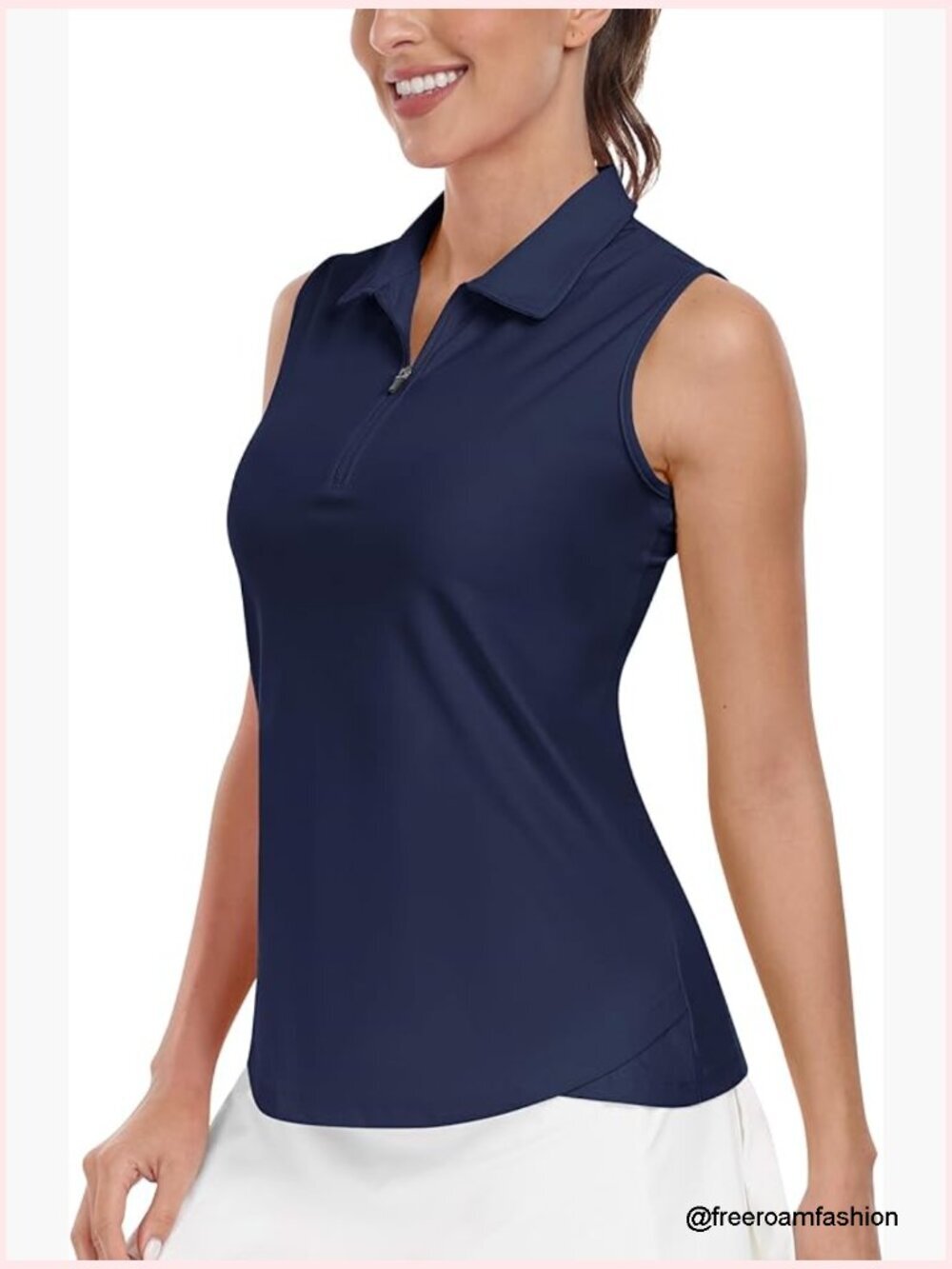 Sleeveless Golf Polo Shirt Quick Dry Stretch Athletic Tank Top Zip Closure